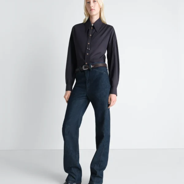 Lemaire Soft Pointed Collar Shirt in Washed Cotton Muslin - Tops - Parisian Minimalist Luxury at Coveti
