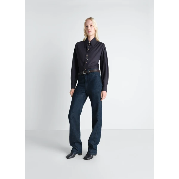 Lemaire Soft Pointed Collar Shirt in Washed Cotton Muslin, view 3
