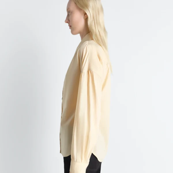 Lemaire Soft Pointed Collar Shirt in Washed Cotton Muslin - Tops - Parisian Minimalist Luxury at Coveti