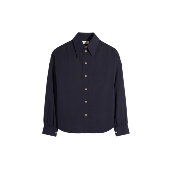 Lemaire Soft Pointed Collar Shirt in Washed Cotton Muslin - Tops - Parisian Minimalist Luxury at Coveti