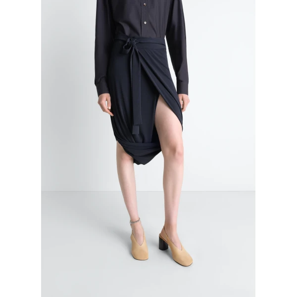 Lemaire Soft Wrap Skirt in Viscose Crepe Jersey, view 4