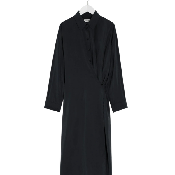 Lemaire Straight Collar Twisted Dress in Dry Silk - Dresses - Parisian Minimalist Luxury at Coveti