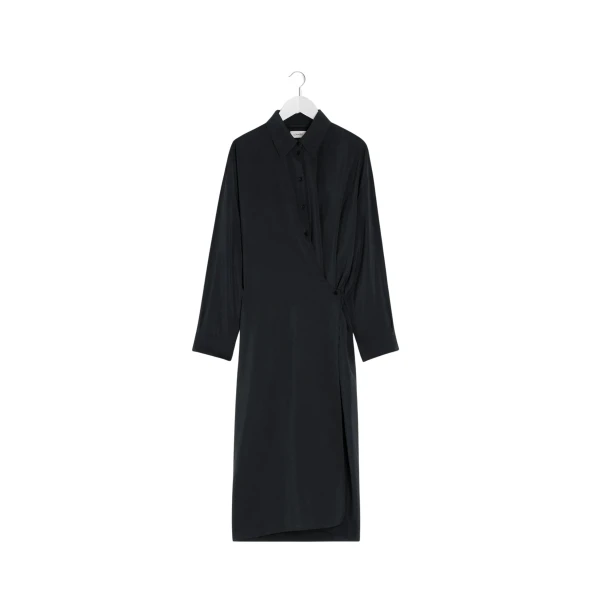 Lemaire Straight Collar Twisted Dress in Dry Silk - Dresses - Parisian Minimalist Luxury at Coveti