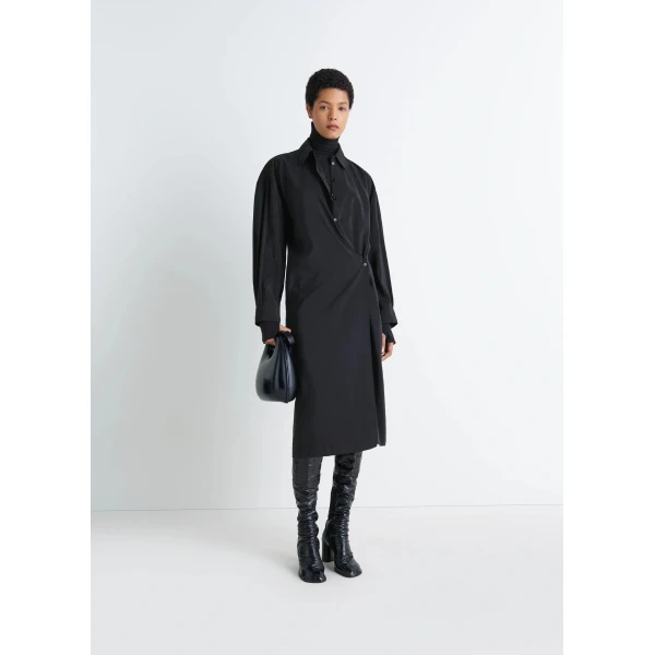 Lemaire Straight Collar Twisted Dress in Dry Silk, view 2