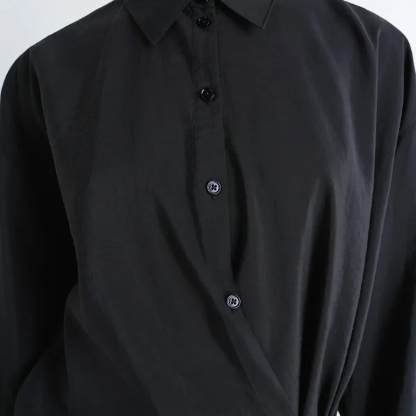 Lemaire Straight Collar Twisted Dress in Dry Silk - Dresses - Parisian Minimalist Luxury at Coveti