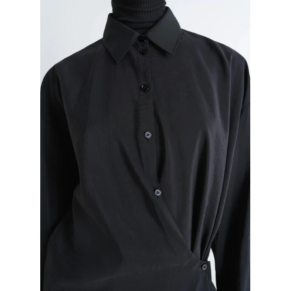Lemaire Straight Collar Twisted Dress in Dry Silk, view 3