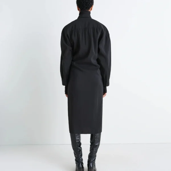 Lemaire Straight Collar Twisted Dress in Dry Silk - Dresses - Parisian Minimalist Luxury at Coveti