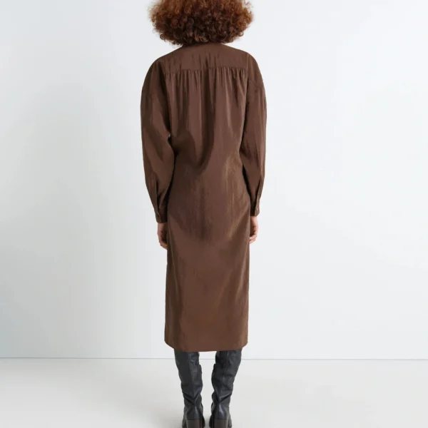 Lemaire Straight Collar Twisted Dress in Dry Silk - Dresses - Parisian Minimalist Luxury at Coveti