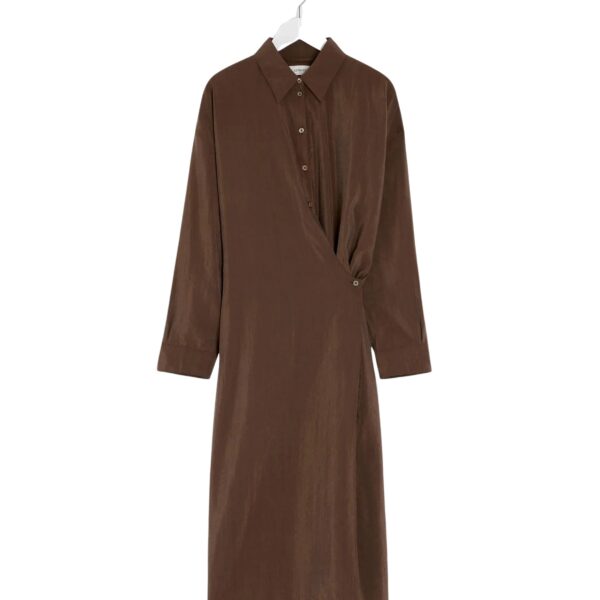 Lemaire Straight Collar Twisted Dress in Dry Silk - Dresses - Parisian Minimalist Luxury at Coveti