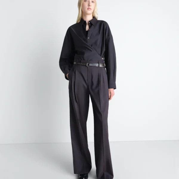 Lemaire Straight Collar Twisted Shirt in Cotton Silk - Tops - Parisian Minimalist Luxury at Coveti