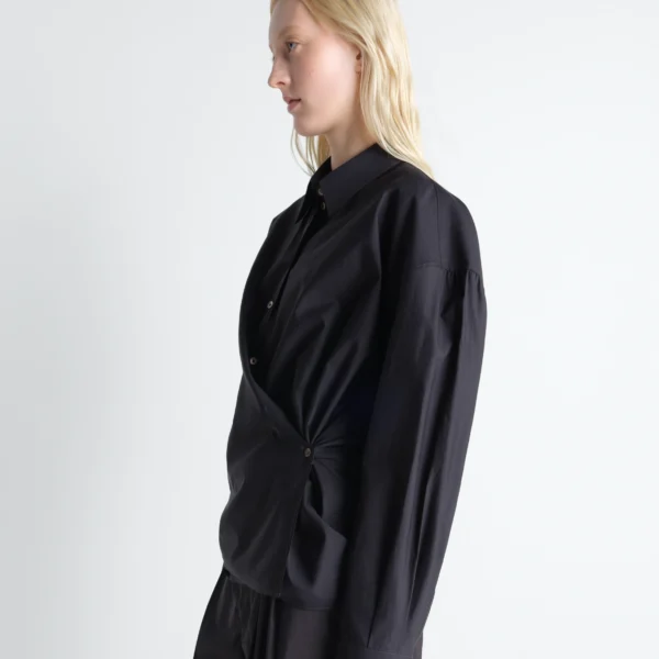 Lemaire Straight Collar Twisted Shirt in Cotton Silk - Tops - Parisian Minimalist Luxury at Coveti
