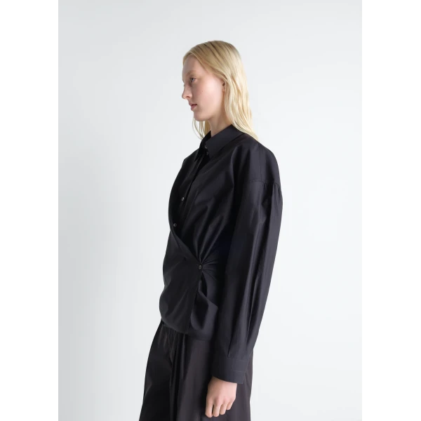 Lemaire Straight Collar Twisted Shirt in Cotton Silk, view 5