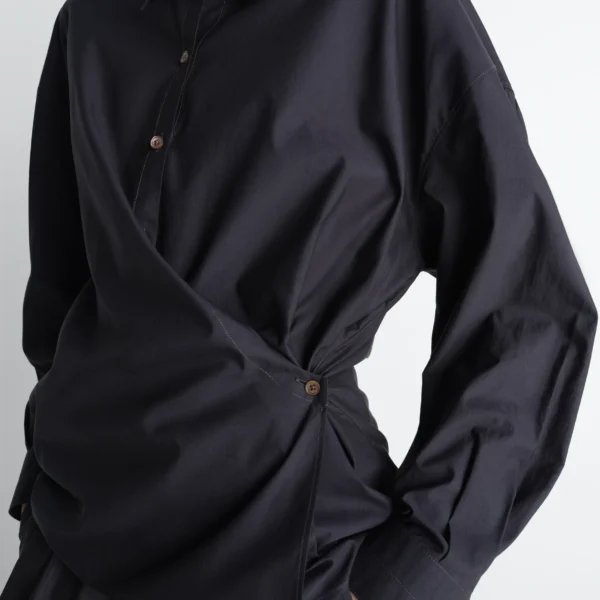 Lemaire Straight Collar Twisted Shirt in Cotton Silk - Tops - Parisian Minimalist Luxury at Coveti