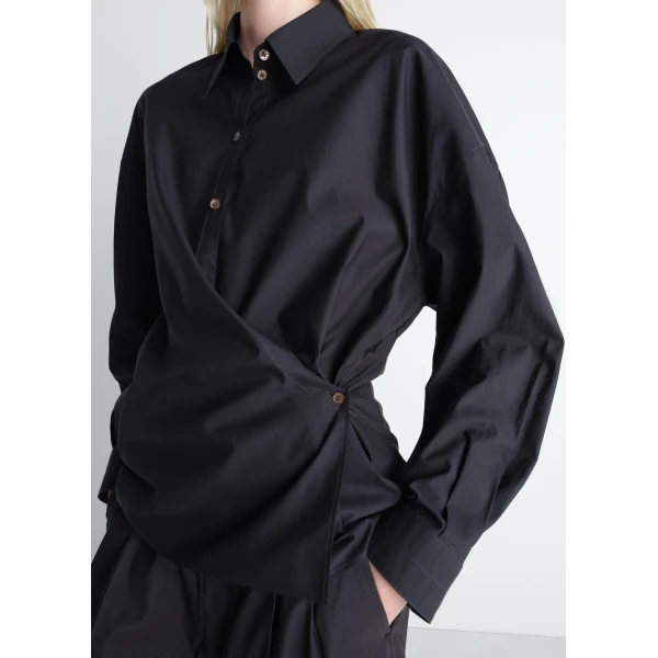 Lemaire Straight Collar Twisted Shirt in Cotton Silk, view 6