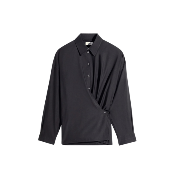 Lemaire Straight Collar Twisted Shirt in Cotton Silk - Tops - Parisian Minimalist Luxury at Coveti
