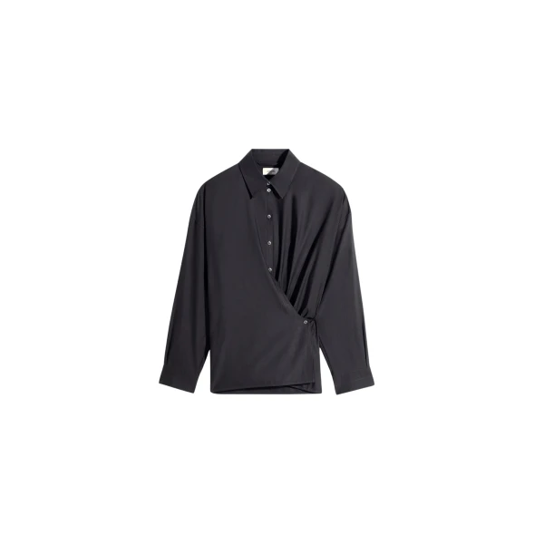 Lemaire Straight Collar Twisted Shirt in Cotton Silk - Tops - Parisian Minimalist Luxury at Coveti