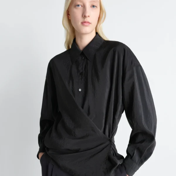 Lemaire Straight Collar Twisted Shirt in Dry Silk - Tops - Parisian Minimalist Luxury at Coveti
