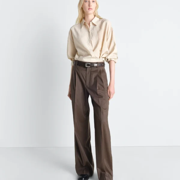 Lemaire Straight Collar Twisted Shirt in Dry Silk - Tops - Parisian Minimalist Luxury at Coveti