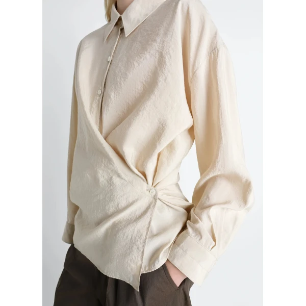 Lemaire Straight Collar Twisted Shirt in Dry Silk, view 4