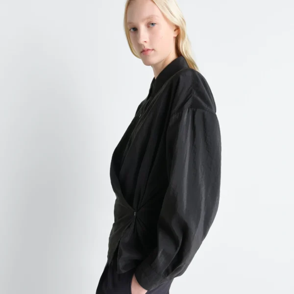 Lemaire Straight Collar Twisted Shirt in Dry Silk - Tops - Parisian Minimalist Luxury at Coveti
