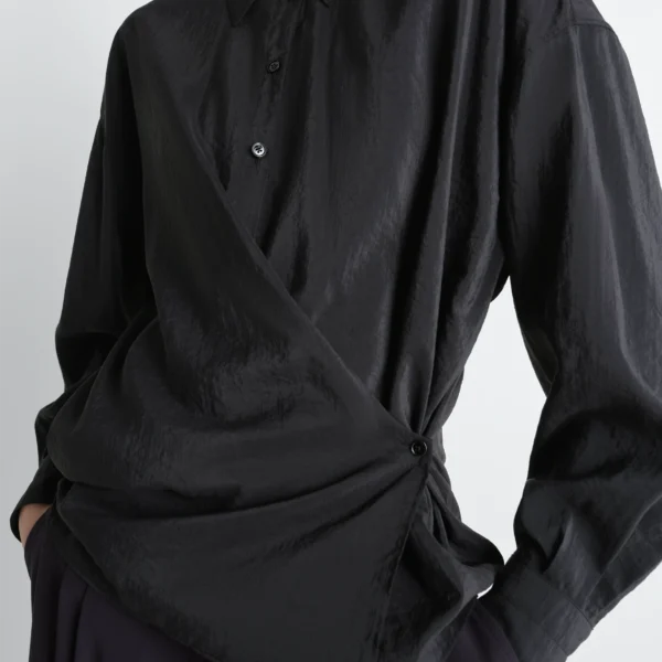 Lemaire Straight Collar Twisted Shirt in Dry Silk - Tops - Parisian Minimalist Luxury at Coveti