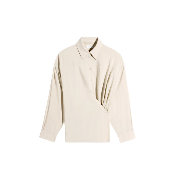 Lemaire Straight Collar Twisted Shirt in Dry Silk - Tops - Parisian Minimalist Luxury at Coveti