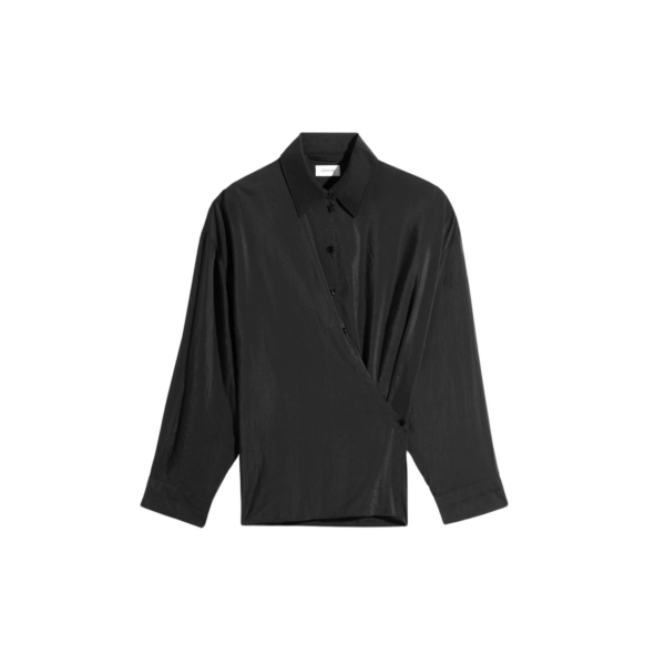 Lemaire Straight Collar Twisted Shirt in Dry Silk - Tops - Parisian Minimalist Luxury at Coveti