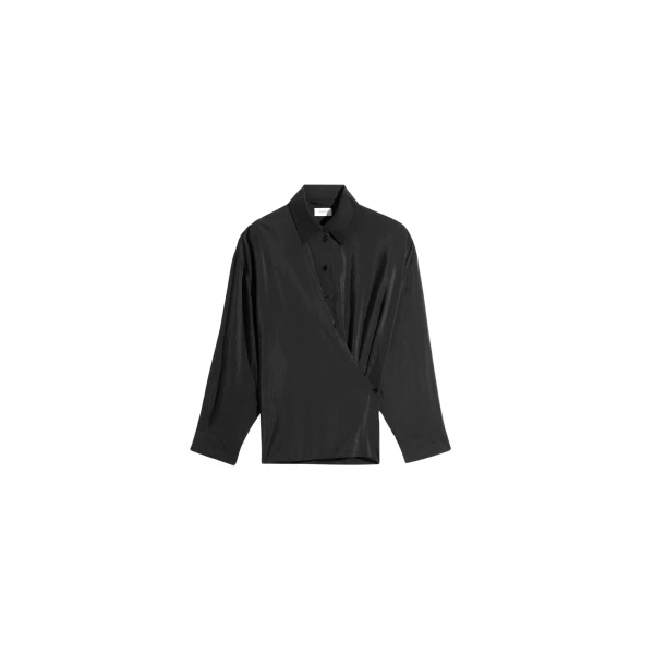 Lemaire Straight Collar Twisted Shirt in Dry Silk - Tops - Parisian Minimalist Luxury at Coveti