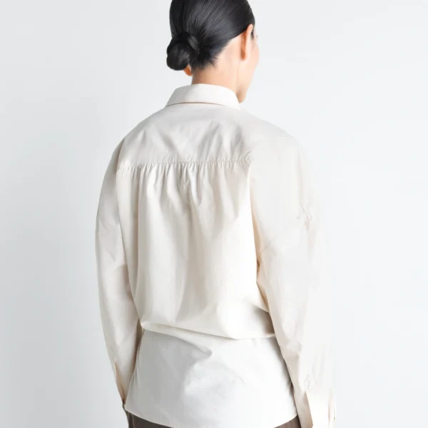 Lemaire Straight Collar Twisted Shirt in Washed Cotton Silk - Tops - Parisian Minimalist Luxury at Coveti