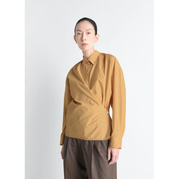 Lemaire Straight Collar Twisted Shirt in Washed Cotton Silk, view 3