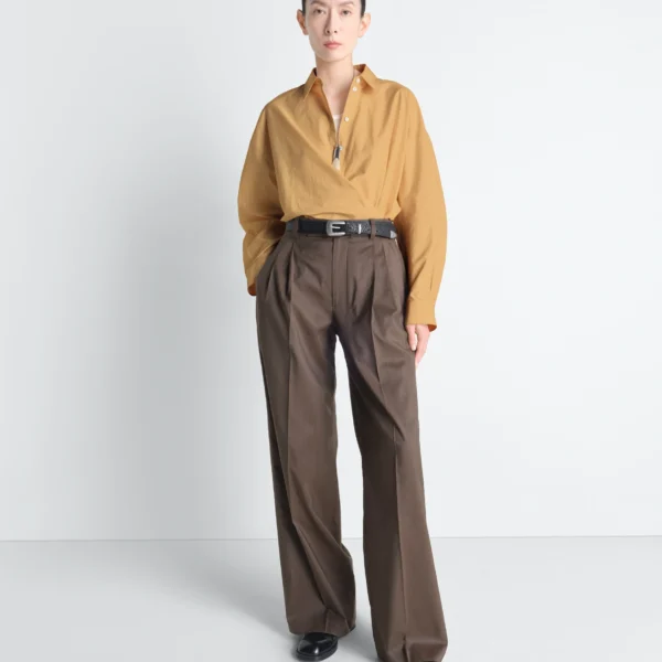 Lemaire Straight Collar Twisted Shirt in Washed Cotton Silk - Tops - Parisian Minimalist Luxury at Coveti