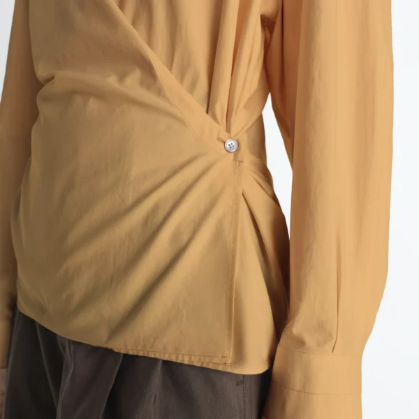 Lemaire Straight Collar Twisted Shirt in Washed Cotton Silk - Tops - Parisian Minimalist Luxury at Coveti