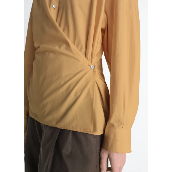 Lemaire Straight Collar Twisted Shirt in Washed Cotton Silk, view 5