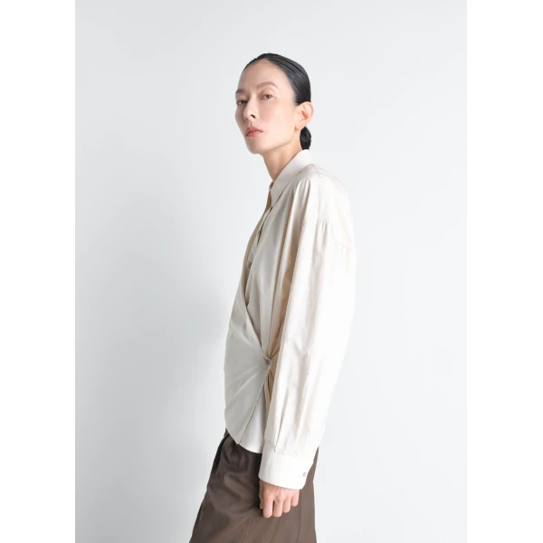 Lemaire Straight Collar Twisted Shirt in Washed Cotton Silk, view 5