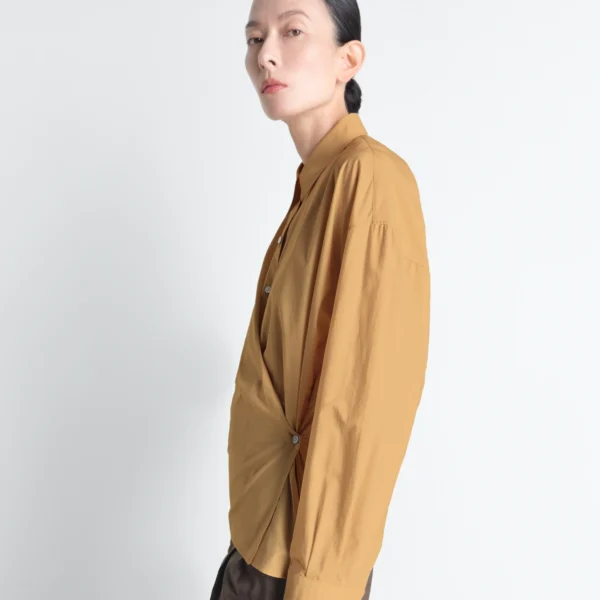 Lemaire Straight Collar Twisted Shirt in Washed Cotton Silk - Tops - Parisian Minimalist Luxury at Coveti