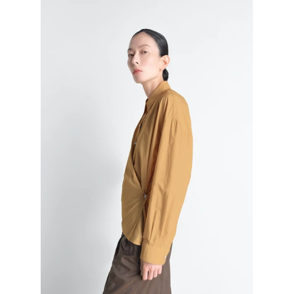 Lemaire Straight Collar Twisted Shirt in Washed Cotton Silk, view 6