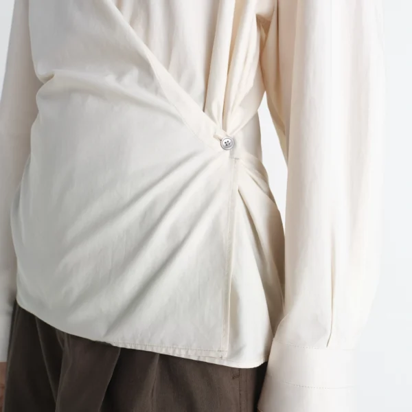 Lemaire Straight Collar Twisted Shirt in Washed Cotton Silk - Tops - Parisian Minimalist Luxury at Coveti