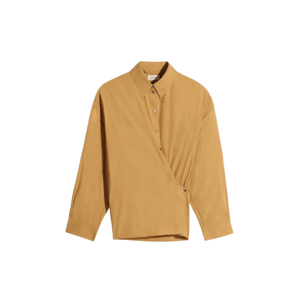 Lemaire Straight Collar Twisted Shirt in Washed Cotton Silk - Tops - Parisian Minimalist Luxury at Coveti