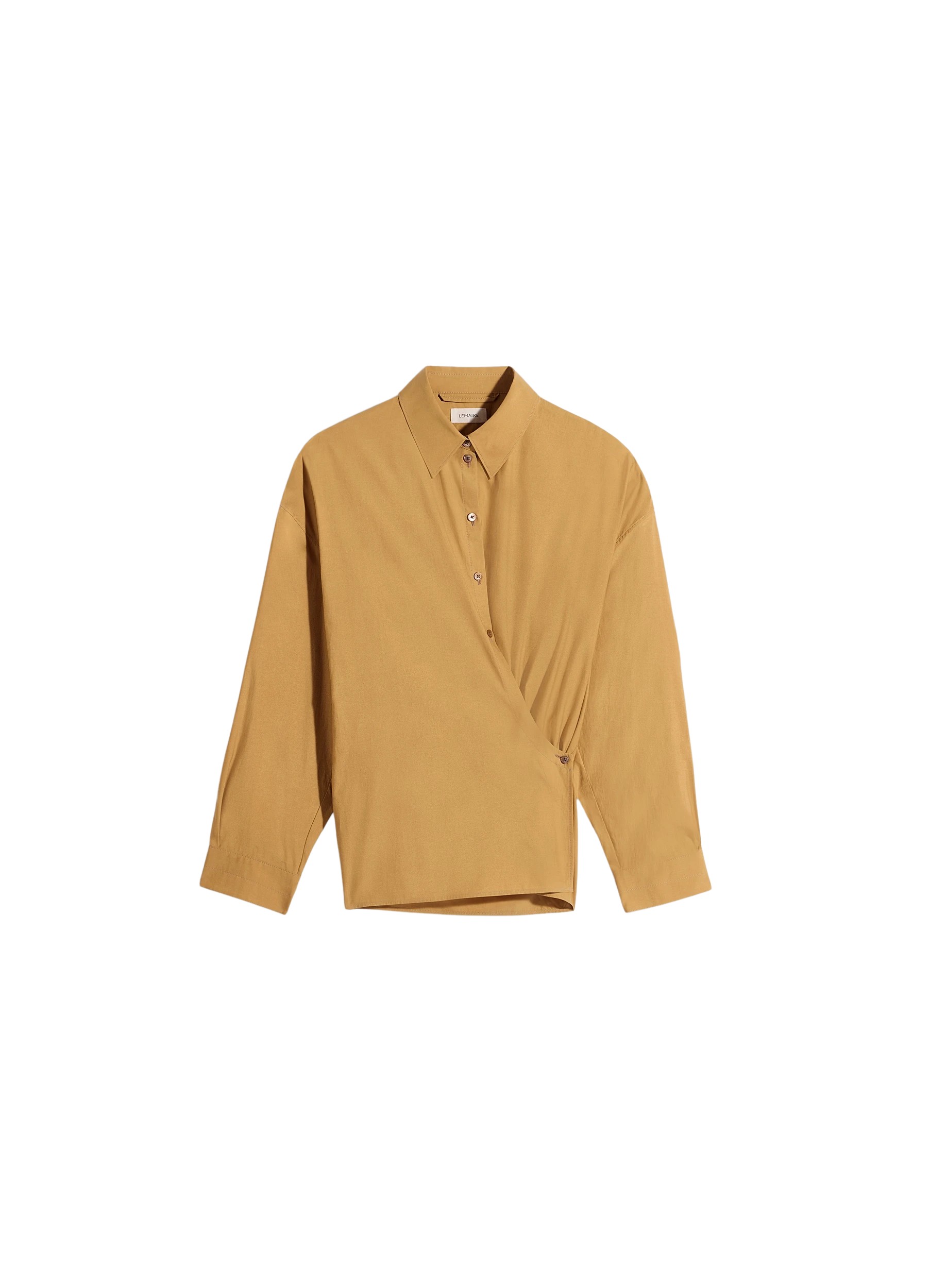 Lemaire Straight Collar Twisted Shirt in Washed Cotton Silk