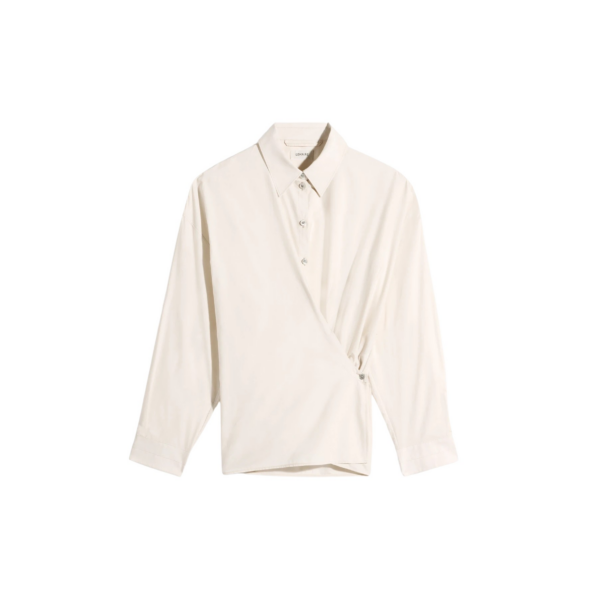 Lemaire Straight Collar Twisted Shirt in Washed Cotton Silk - Tops - Parisian Minimalist Luxury at Coveti