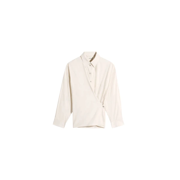 Lemaire Straight Collar Twisted Shirt in Washed Cotton Silk - Tops - Parisian Minimalist Luxury at Coveti