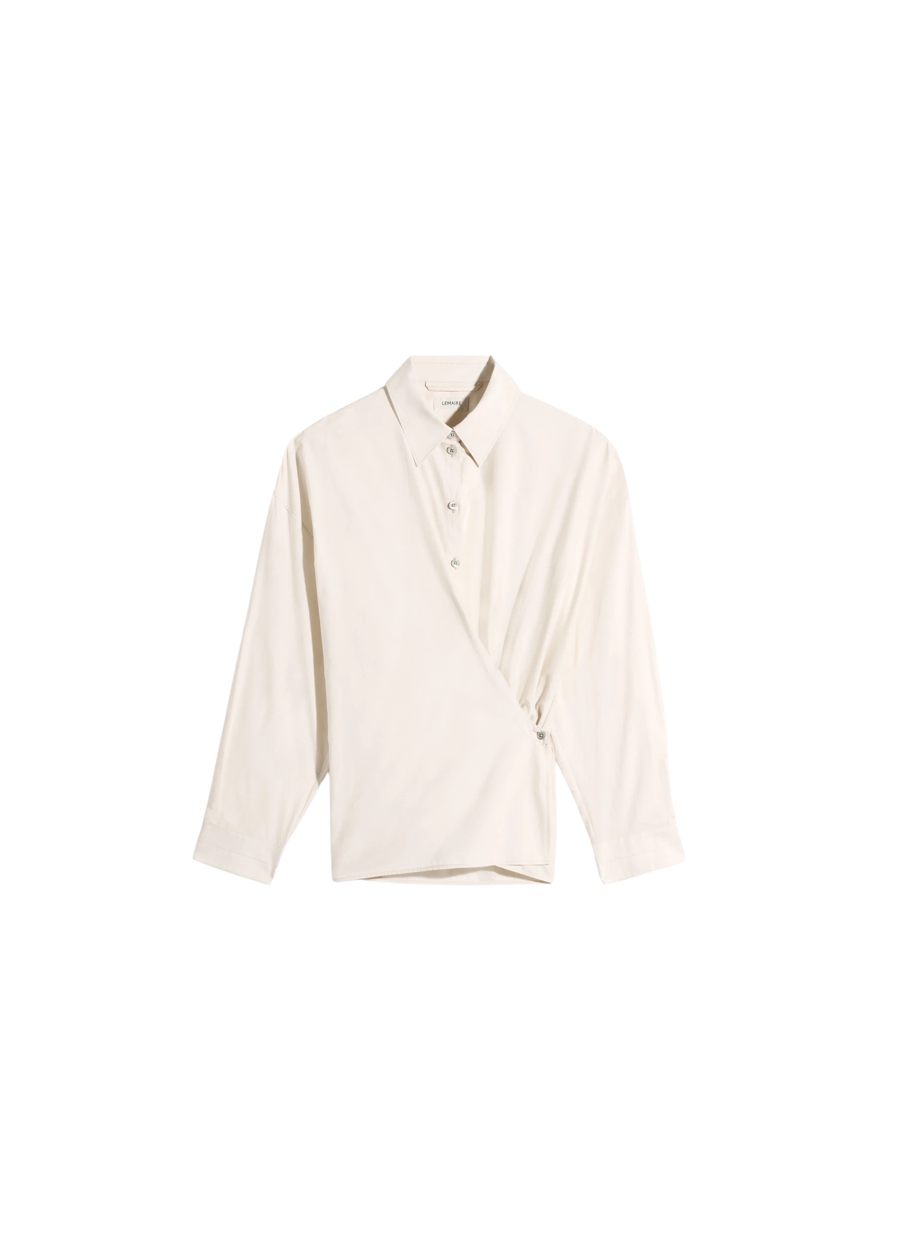 Lemaire Straight Collar Twisted Shirt in Washed Cotton Silk