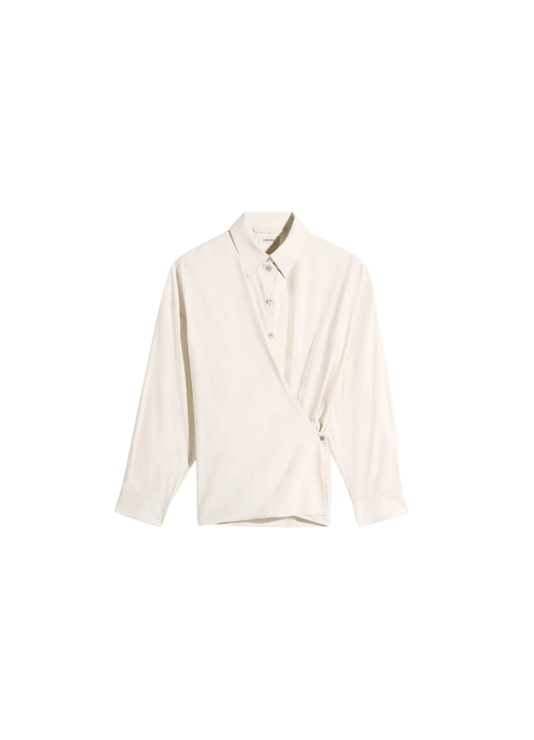 Lemaire-Straight-Collar-Twisted-Shirt-in-Washed-Cotton-Silk-coveti12703_nobg Lemaire Straight Collar Twisted Shirt in Washed Cotton Silk - Tops - Parisian Minimalist Luxury at Coveti