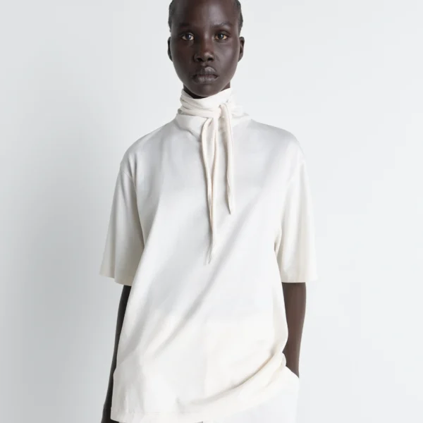 Lemaire T-shirt with Foulard in Jersey - Tops - Parisian Minimalist Luxury at Coveti