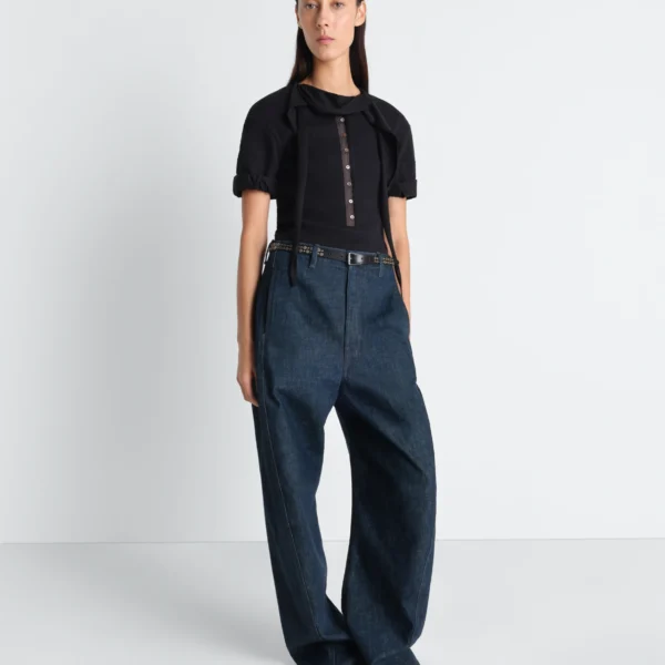 Lemaire Twisted Belted Pants in Denim - Pants - Parisian Minimalist Luxury at Coveti