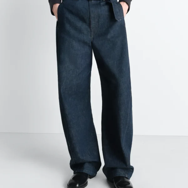 Lemaire Twisted Belted Pants in Denim - Pants - Parisian Minimalist Luxury at Coveti