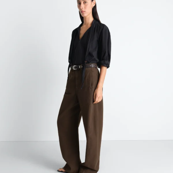 Lemaire Twisted Belted Pants in Dyed Heavy Broken Twill - Pants - Parisian Minimalist Luxury at Coveti