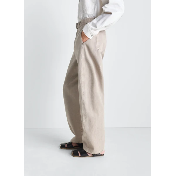 Lemaire Twisted Belted Pants in Heavy Broken Twill Snow, view 2