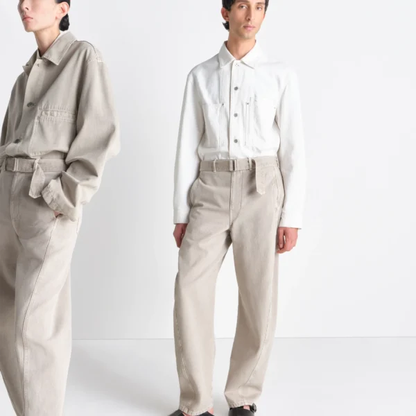 Lemaire Twisted Belted Pants in Heavy Broken Twill Snow - Pants - Parisian Minimalist Luxury at Coveti