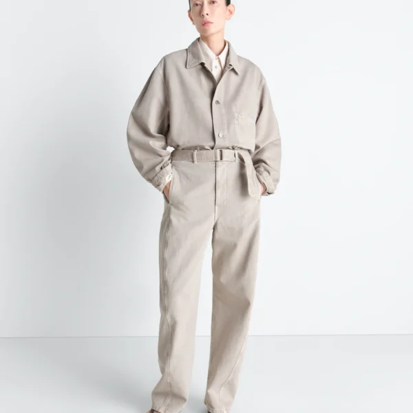 Lemaire Twisted Belted Pants in Heavy Broken Twill Snow - Pants - Parisian Minimalist Luxury at Coveti